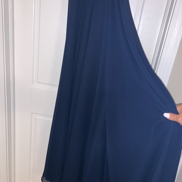 Navy blue halter style formal dress - Picture 4 of 7